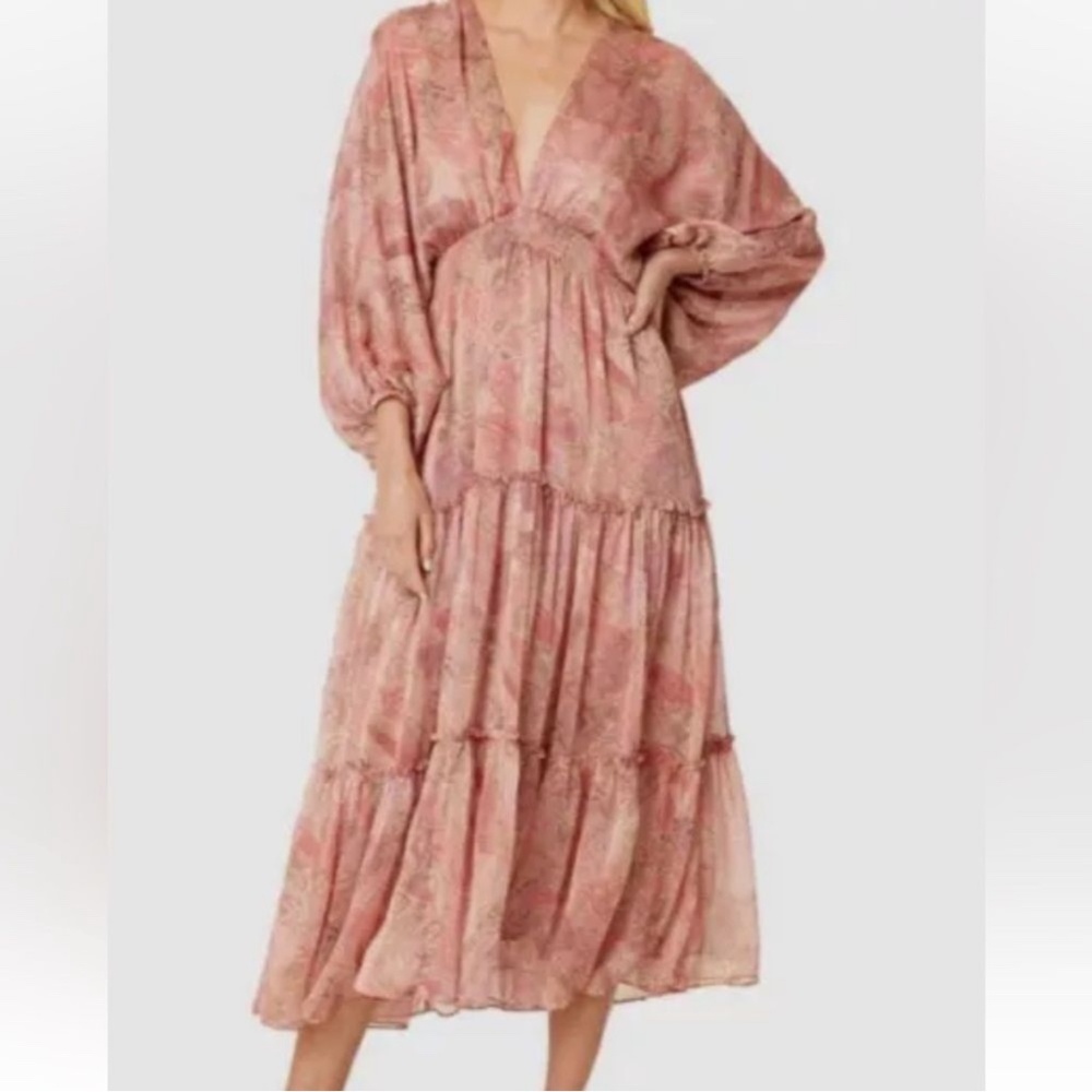 Misa Los Angeles Stefanya Pink Floral Paisley print Maxi Dress | Size S